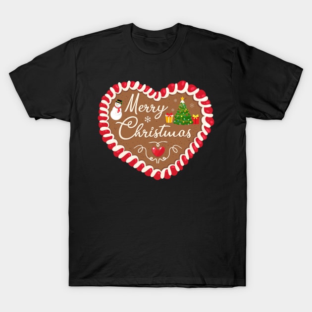 Merry Christmas Gingerbread Heart T-Shirt by peter2art